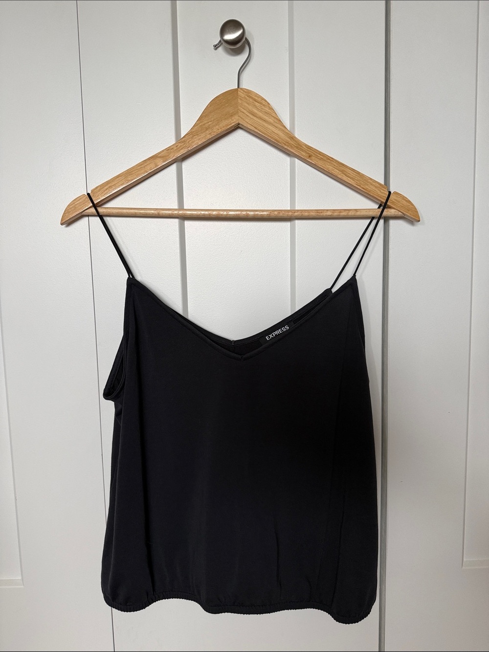 Express Charcoal Grey V-Neck Spaghetti Strap Camisole Top